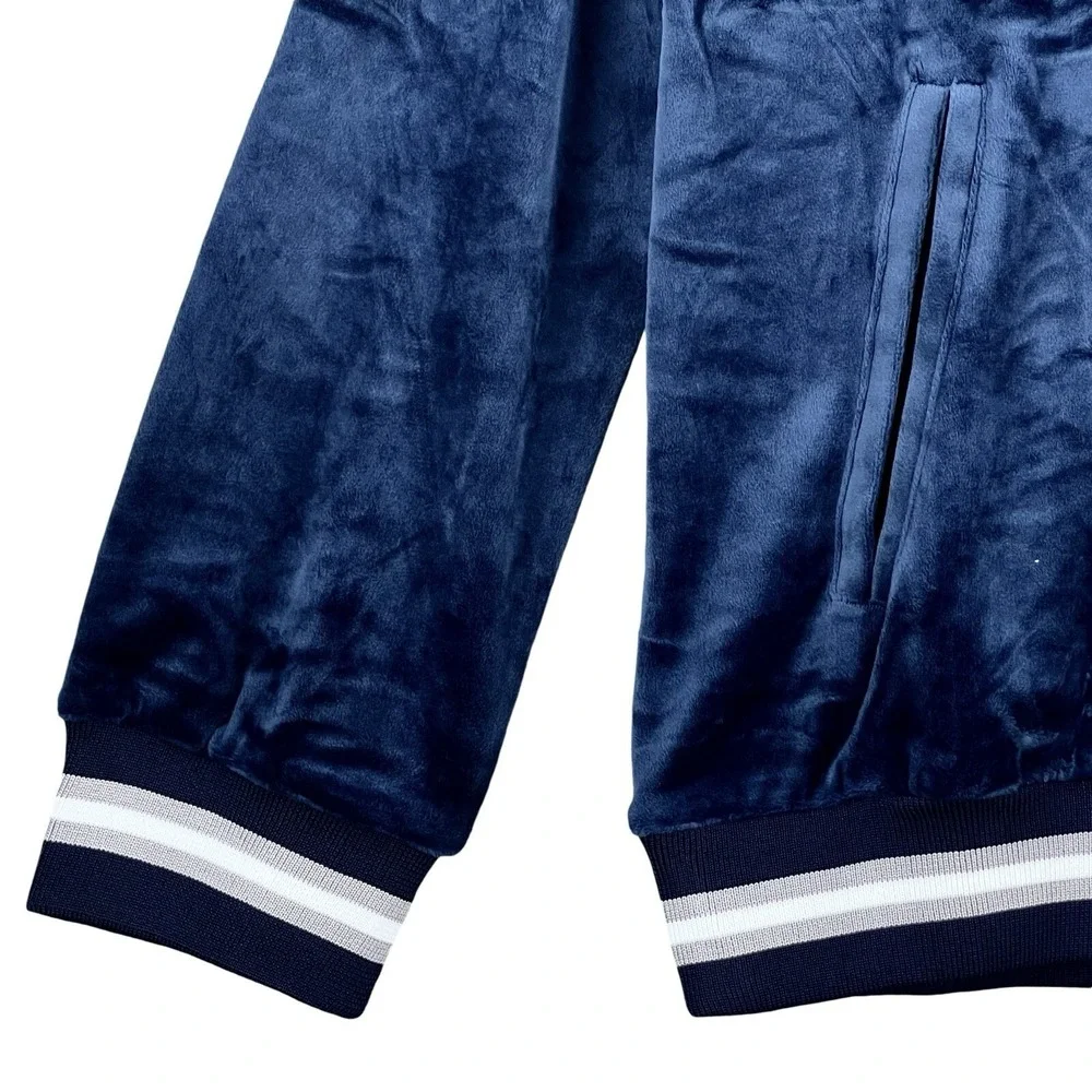 True Religion Men's Blue Velour World Tour Track Jacket Size Small Full Zip NWT